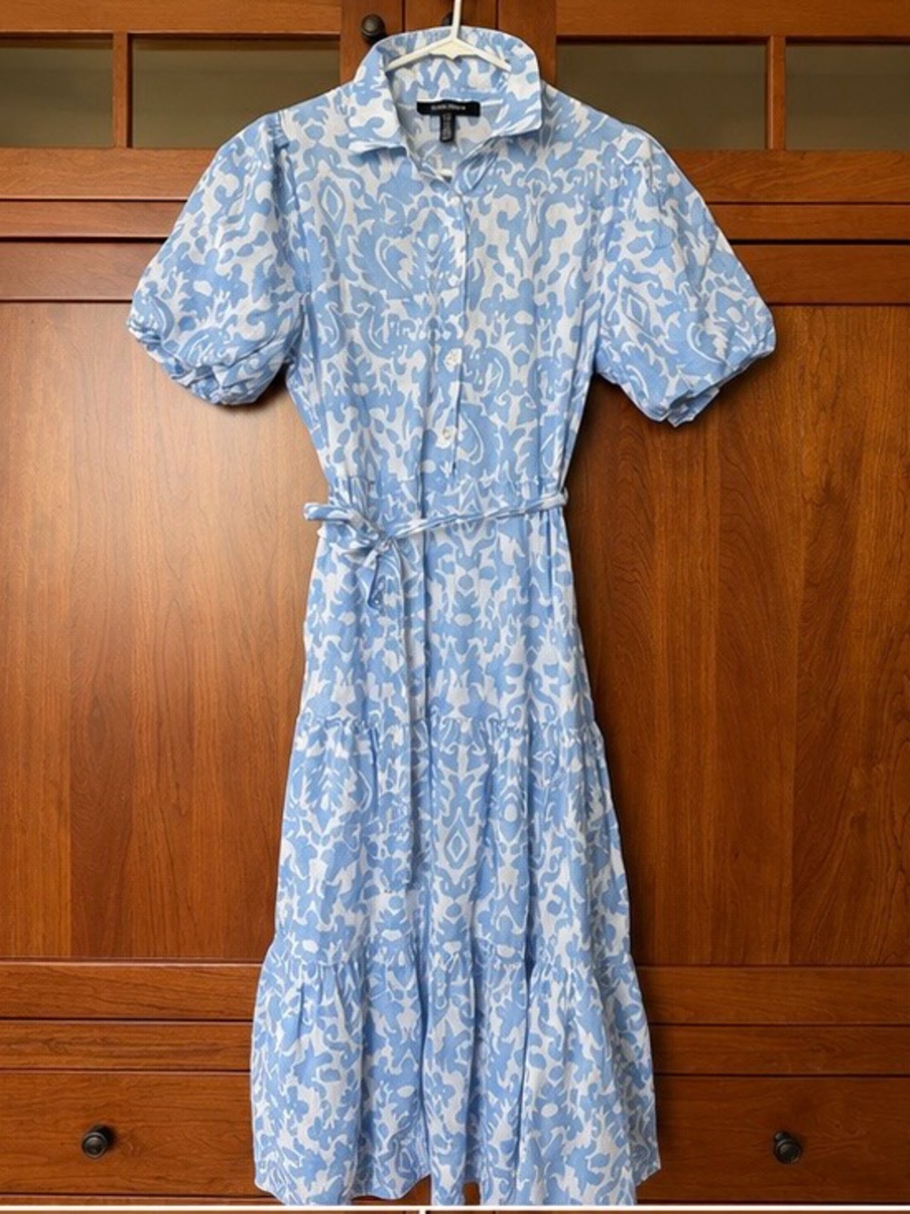 Ellen Tracy blue and white patterned shirt dress